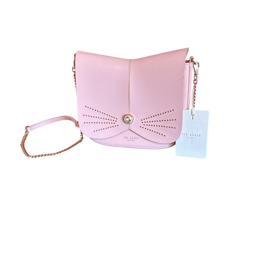 Ted Baker London Leather Studded Pink Cat Design Crossbody Bag